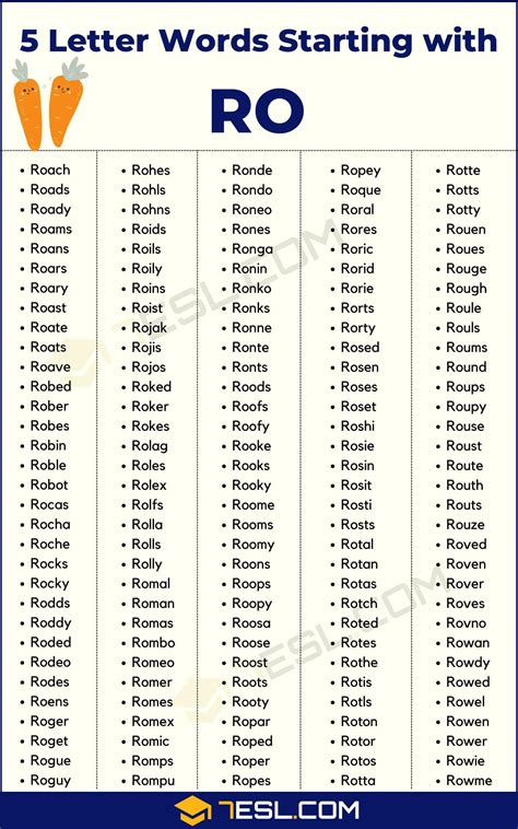 5 letter words starting in ro|5 letter word 2nd ro.